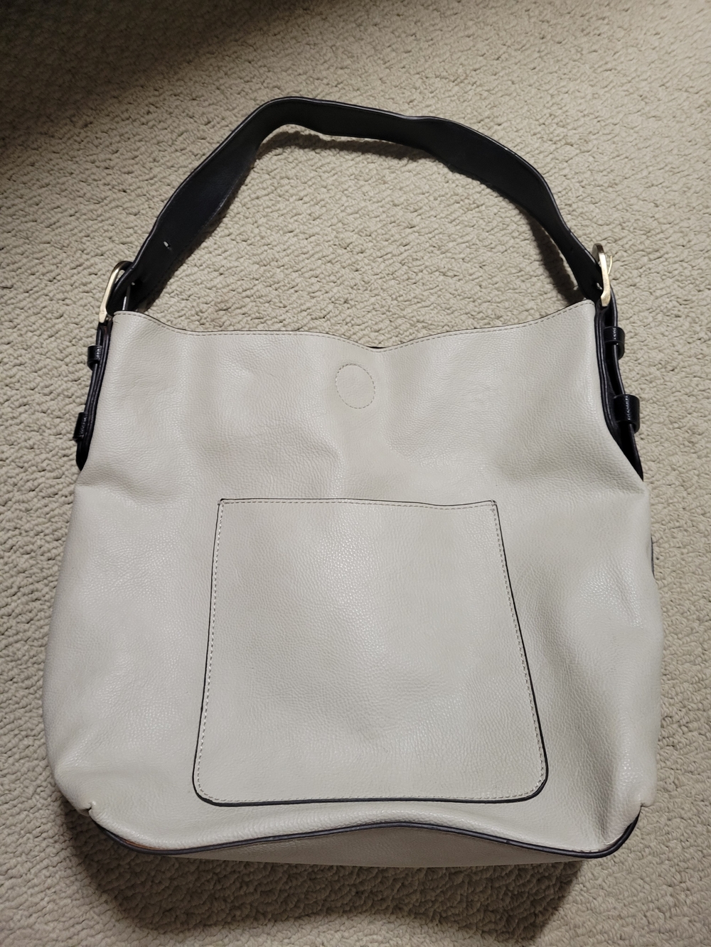 Joy Susan Two-Tone Cream and Black Hobo Shoulder Bag